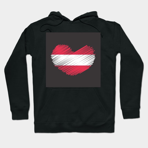 Austria Heart Design Flag Hoodie by Sanu Designs